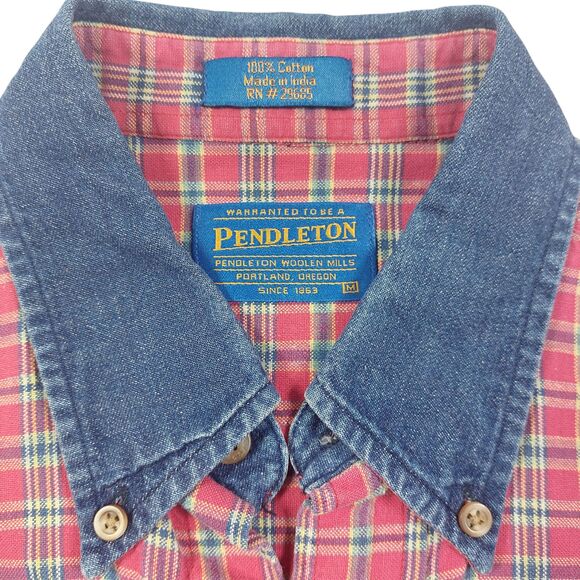 Pendleton Shirt Mens Sz M Denim Western Yoke Pockets Rodeo Cotton Rockabilly - Picture 7 of 9